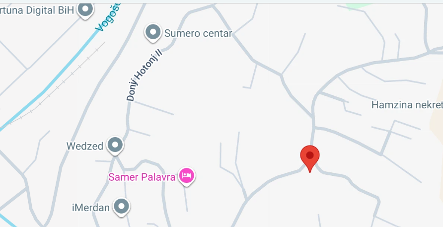Mapa lokacije servisa SMARTFIX – Mitra Šućura 82, Hotonj, Vogošća